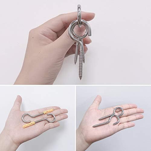 20 Pieces of 304 Stainless Steel Kits, Ceiling Cup Hook Screw Hooks, Ring Screws for Home, Office and Outdoor use, Lighting Hook Racks, self-Tapping Hooks, Hooks (2-3/4"X20PCS)