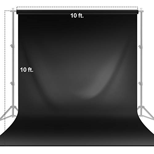Julius Studio 10 X 10 Ft. Premium Dark Black Backdrop Screen Background, High Density 150 Gsm Synthetic Fabric, Soft Texture Non-Glossy For Professional Photography Video Studio, Jsag275 #TOP5