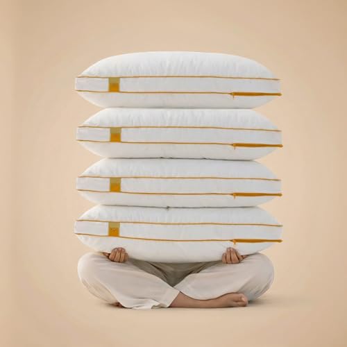 Image of SleepyCat Slim Pillow with Microfiber, Designed for Neck and Spine Alignment | Ideal for Minimal Elevation | Luxe Microfibre Pillow | Machine Washable |4-Piece, Standard Size, 26x16 inches
