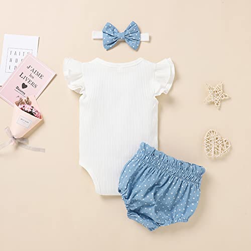 Amawmw Newborn Baby Girl Summer Outfit Ribbed Sleeveless Romper Polka Dots Denim Bloomers Shorts 0-3 Months Baby Girl Clothes #TOP3