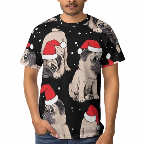 T-shirt carlin de dessin animé pour homme avec un col rond classique en coton