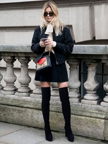 Image of NueiVeiuo Women Thigh High Boots Platform Chunky Heel Side Zipper