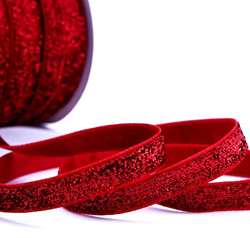 moonfarm 選べる12色 キラキラ ラメブレード リボン 幅約1㎝×5~45m ラッピング 手芸 (レッド, 10m)