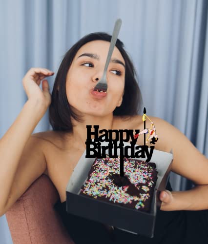 Hakpuotr Pole Dancer Happy Birthday Cake Topper, Wonder Women Silhouette Happy Birthday Cake Topper For Kids Girls Women's Birthday Party, Superhero/Sports Theme Party Cake Decoration Acrylic #TOP5