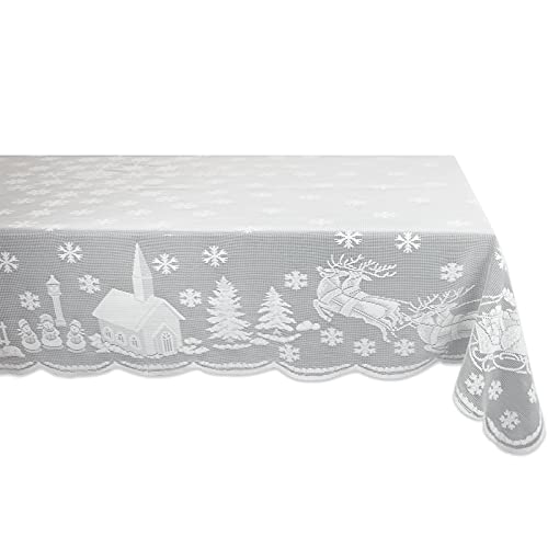 Pleaseedo 𝐗𝐌𝐀𝐗 𝐆𝐈𝐅𝐓 Christmas Lace Tablecloth, Rectangle Lace Tablecloth For Rectangle Table, White Snowflake Christmas Lace Table Cover, Rectangle Tablecloth For Holiday Party Decoration #TOP3