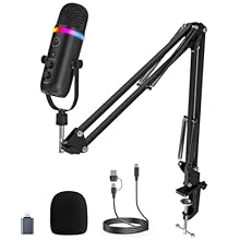 【Strong Compatibility for PC, Phone & Gaming】Includes USB-C and Lightning adapters for easy connectivity across multiple devices. This USB microphone is widely compatible with PC, Mac, iPhone, iPad, Android and PS5, making it ideal as a phone microph...