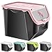 Orion Group Boîte De Conservation Alimentaire, Boîte Fraicheur | Capacité 12 L | 23,5x30x23,5cm | pour Légumes, Fruits, Oignons, Pommes de Terre | Noir Avec un Couvercle Rose