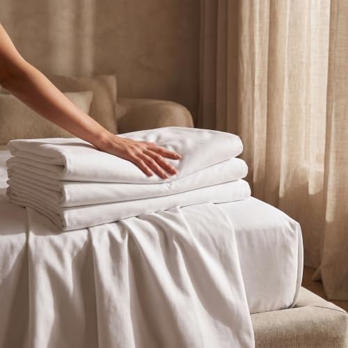 Image of 100% Egyptian Cotton Sheets California King Size | 1200 Thread Count | Heavyweight Hotel-Weight Weave | CEA Gold Seal Certified | 18 inch Deep Pocket | 4-Pc Sheet Set [Ivory]