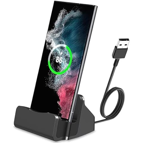 AKWOR USB C Charger Dock Stand for iPhone 15 Series, Samsung Galaxy, LG, HTC, Google Pixel and More Type-C Phone, USB C Charging Dock for Switch/Switch Lite Cover