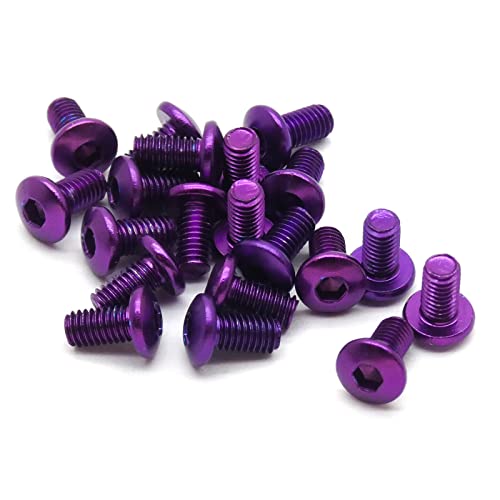 20PCS M3x6mm Aluminum Button Head Hex Screw (Anodized Purple)