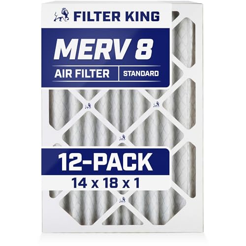 Filter King 14x18x1 Air Filter | 12-PACK | MERV 8 HVAC Pleated A/C Furnace Filters | MADE IN USA | Actual Size: 13.5 x 17.5 x .75"