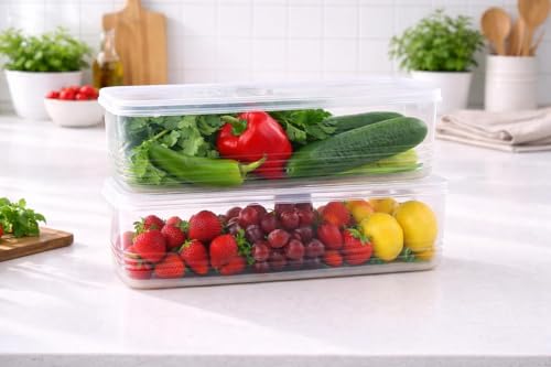 Image of HomeWiz Fridge Storage Containers 1700ml x6 | Air Tight Storage Container Set | Fridge Organiser Storage Boxes |Food Grade BPA-Free Plastic Containers |Stackable, Transparent, for Fruits & Vegetables