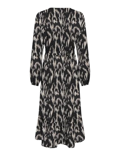 Only Onlnova Life Elite Amy-Abito Lungo Vestito, Black/Aop:590 Rough Animal, M Donna - 2