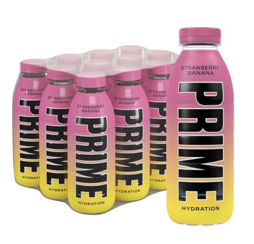 Prime Strawberry Banana Flavoured with Other Natural Flavors Hydration Drink, 16.9 fl oz ℮ 500 ml, 12 Pack