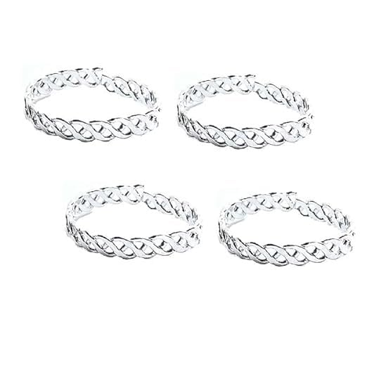 Toe Ring Artificial Silver Abstract Pattern Design Toe Ring Adjustable Jewelry for Women. Set of 2 Pairs Toerings. (019-2PAIRS)-image-15