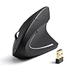 Anker 2.4G Wireless Vertical Ergonomic Optical Mouse for Work, Multi-Device Connectivity, 800/1200 /1600 DPI, 5 Buttons for Laptop, Desktop, PC - Black