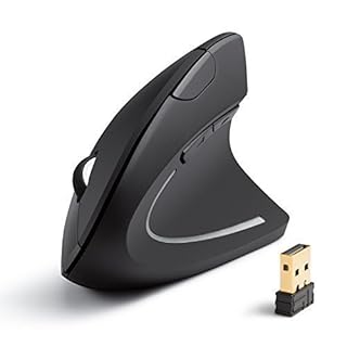 Anker 2.4G Wireless Vertical Ergonomic Optical Mouse for Work, Multi-Device Connectivity, 800/1200 /1600 DPI, 5 Buttons for Laptop, Desktop, PC - Black