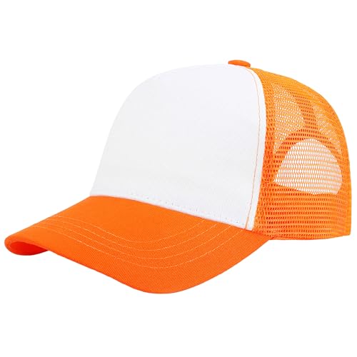 Image of Falari 5-Panel Mesh Baseball Cap, Trucker Hat, Structured Plain Design, Cotton, Adjustable Size