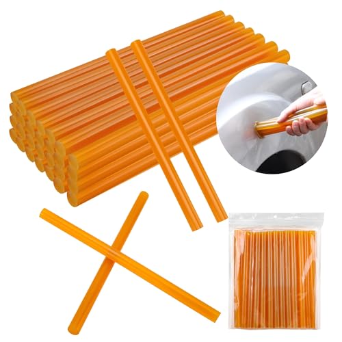 MATUFF Dent Repair Glue Sticks, 0.43” Dia x 8” Long Yellow hot Glue Sticks, 32 PCS Paintless Dent Repair Tool Glue Sticks for Hot Glue Gun Car Body Repair Dent Remover Tool Set and Gluing Project