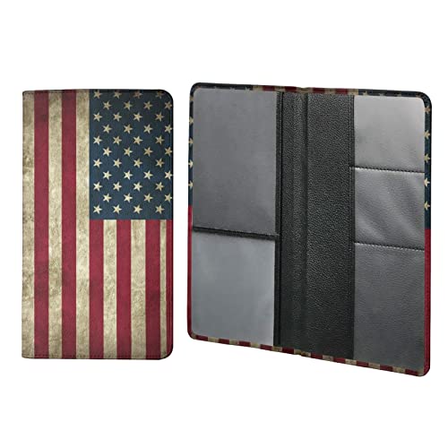 AFPANQZ Auto Insurance Registration Document Card Holder America Flag Print Compartment Organizer for Drivers License, ID and Credit Card Women's Wallet
