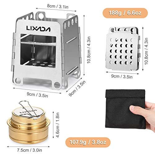 Lixada Camping Stove Stainless Steel Folding Wood Stove With Alcohol Burner Pocket Stove For Outdoor Camping Cooking Picnic #TOP4