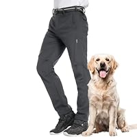 Winebox Mens Waterproof Winter Trousers,Hiking Fleece Lined Thermal Softshell Ski Cargo Pants for Outdoor Walking Climbing(Grey-36)