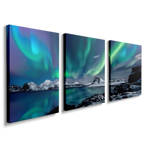 Canvas Wall Art for Living Room Modern Northern Lights Artwork Nature Landscape Bathroom Pictures Bedroom Family Prints Paintings Wall Decoration Hallway Kitchen Office Aesthetic Room Decor, YH075