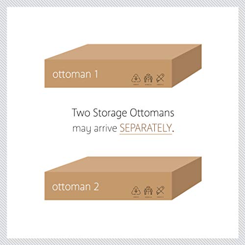 Otto & Ben [2Pc Set Folding Toy Box Chest With Smart Lift Top Linen Fabric Ottomans Bench Foot Rest For Bedroom And Living Room, 45", Light Grey #TOP6