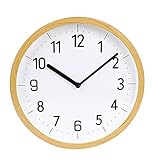 BIOINLIVING Wall Clock 12 Inch Wooded Round Silent Wall Clocks Large Battery Operated Non-Ticking Wh