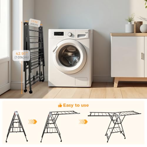 AssHMKIT Standing Clothes Rack, Foldable, 3-Tier Drying Hanger by AssHMKIT - Used condition - Image 3