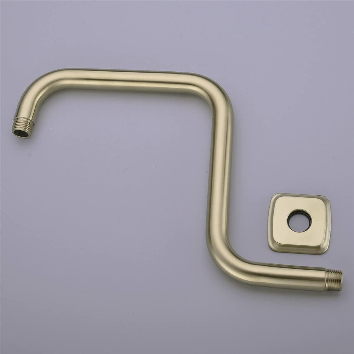 TRUSTMI 13 Inch S-Shape Shower Arm with Flange, Stainless Steel Pipe Extra Long Replacement Shower Head Holder, Brushed Gold