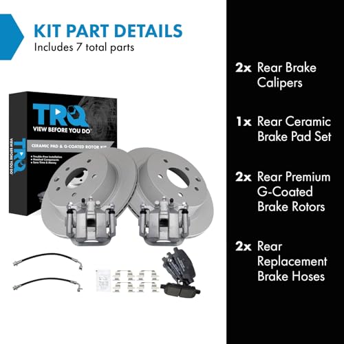 Image of TRQ Rear Brake Pad and Rotor Set Ceramic Coated Calipers Compatible with 2003-2005 Infiniti G35 350Z
