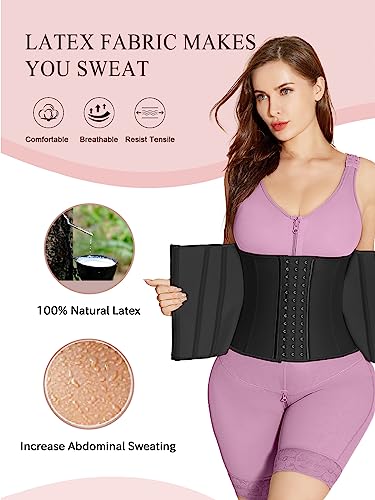 Shapshe Waist Trainer For Women, Workout Sports Girdle With Zipper, Body Shaper For Tummy Control Black #TOP2