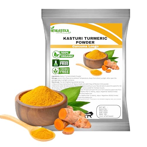Image of Kasturi Turmeric Powder (Curcuma Longo) 100% Organic, Chemical-Free, and Paraben-Free Skin Brightening & De-Tanning Natural Beauty Care (100g)