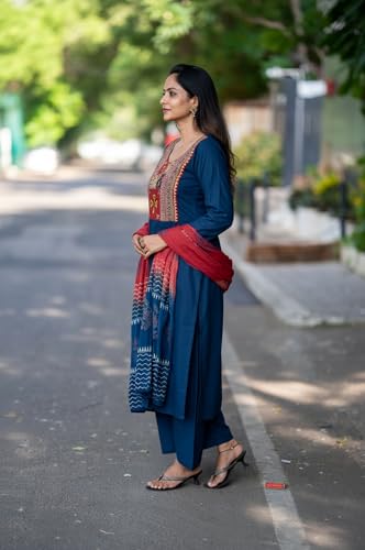 Image of ANNI Designer Women's Rayon Viscose Printed Straight Kurta with Pant & Dupatta