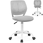 GYMAX Kids Desk Chair, Height Adjustable Study Chairs with PU Casters, Gas Lift, Children Swivel Computer Chair for School Home, Load Capacity 110kg (Grey)