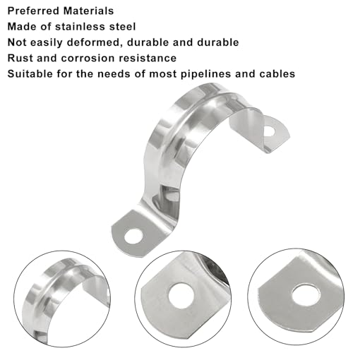 Image of Hitefu Stainless Steel Rigid Pipe Strap, M40 1-1 /2 inch, 30PCS | Two Hole Strap, U Bracket Pipe Clamps, Heavy Duty, For Conduit and Cables