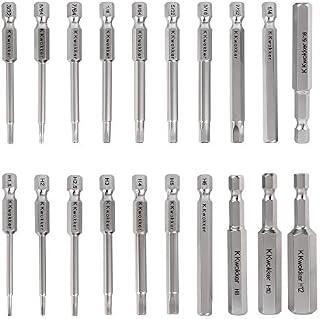 K Kwokker 20 x Allen Key Bit Set Hex Wrench Magnetic Screwdrivers 2.3" Long 1/4" Diameter Quick Release Extension Bit Holder Set for Assembling IKEA Furniture (10pc Metric & 10pc SAE