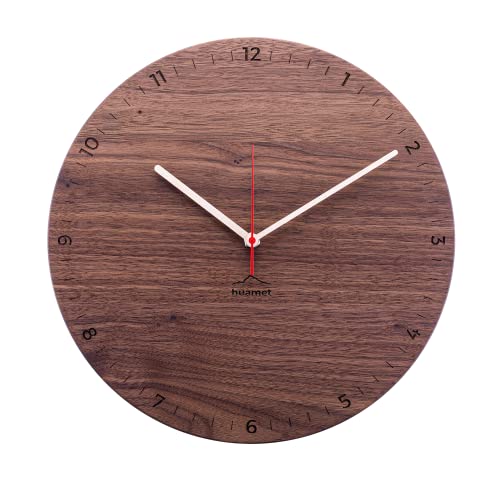 huamet Reloj de pared BERGTOUHR de madera de nogal maciza, redondo, reloj de pared de madera con diseño único, silencioso sin tictac, producto de calidad fabricado en el Tirol del Sur - CH10-B-1806 Cover