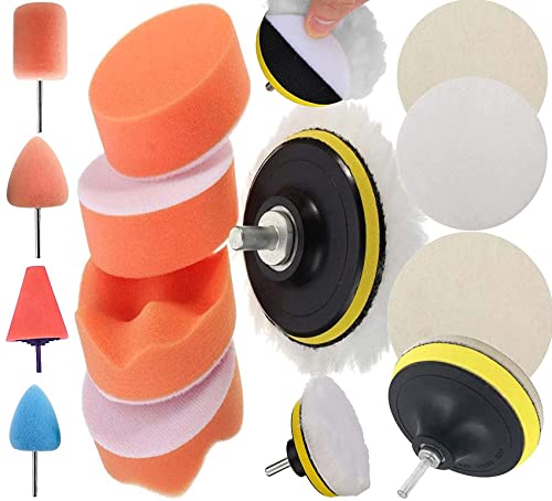 Image of DIY Crafts With 5x Felt 5x Fur Pad, 5 inchinch Kit, 8-13x Gross Polishing Buffing Pad Polisher Drill Adapter Car Polish Sponge Wheel Kit Car Wash Cleaning Cleaning (With 5x Felt 5x Fur Pad, 5 inchinch Kit)