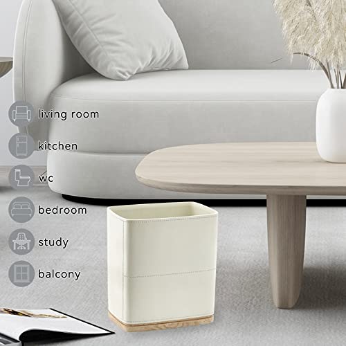 Polytree Bathroom Trash Can 1.8 Gallon(7 Liter) Small Kitchen Garbage Can,Decor Wastebasket For Bedroom Office,Resin Hand-Carved Leather Beige #TOP5
