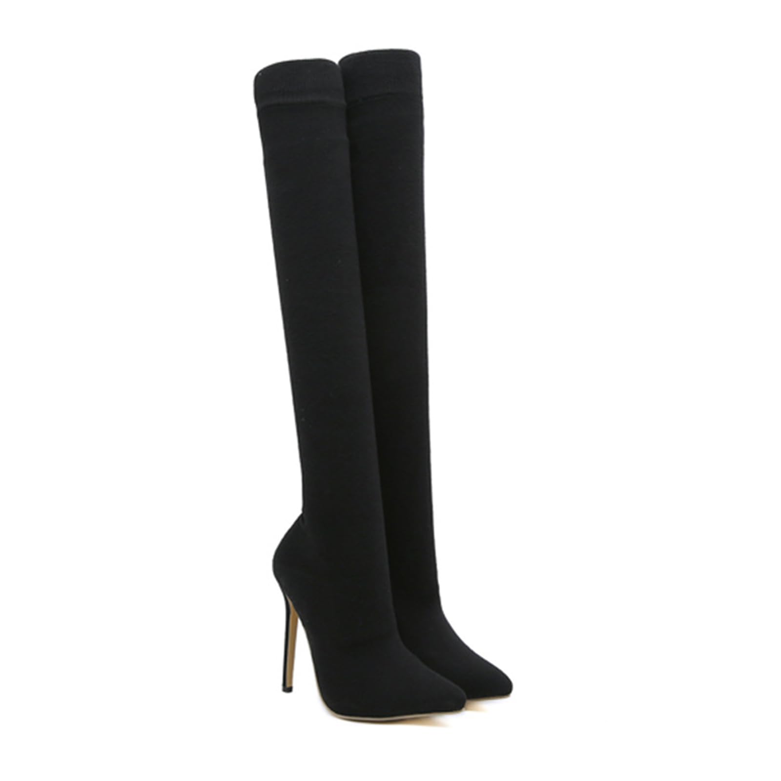 11CM/4.33IN Over-The-Knee Alti Stivali in Pelle Scamosciata Elastico Over-The-Knee Stivali a Punta Moda Sexy Tacco a Spillo Stivali al Ginocchio