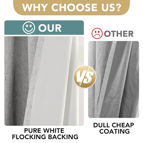 image for H.VERSAILTEX Linen Blackout Curtains Durable Thick Textured Linen Look