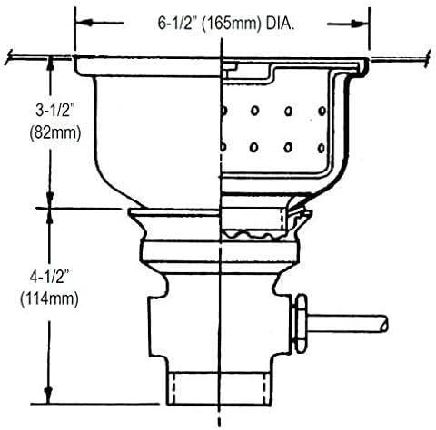 Encore Lever Handle Box Pattern Drain, 6-1/2" Sink Opening with 1-1/2" Sink Outlet
