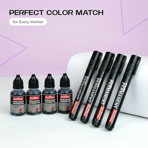 Image of Soni Officemate Permanent Marker Ink -15ml | Pack of 4 (Black)| Quick-Dry, Smudge-Free, Long-Lasting | Eco-Friendly