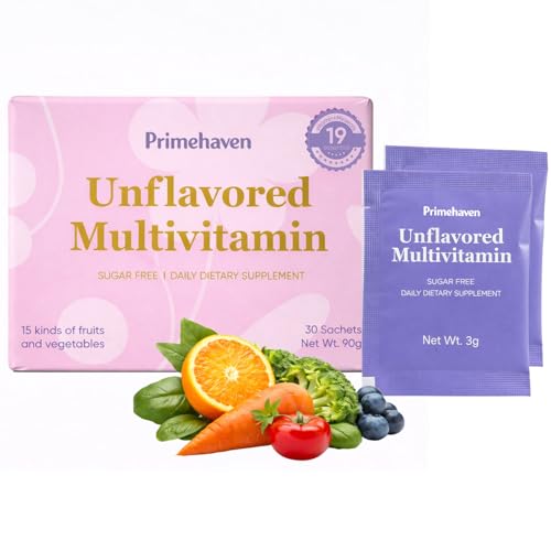 Peehss Vitamin Powder - Unflavored Multivitamin with 19 Vitamins & Minerals Fruit & Veggie Blend Sugar-Free 30 Stick Packs