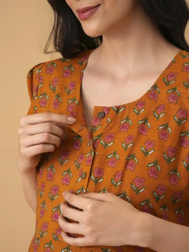 Image of The Mom Store Maternity and Nursing Dress | Pre and Post Pregnancy Dress for Womens | Zipper /Button Opening | Causal Wear | Trendy Stylish Causal Dresses for New Moms