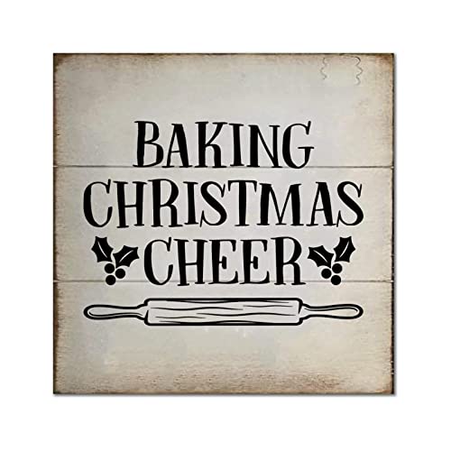 Plaque bois Baking Christmas Cheer : cadeau de pendaison de crémaillère et décor de Noël porche