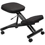 Ergonomic Kneeling Chair Steel Frame Knee Stool in Black Fabric for Posture Correction and Back Pain Relief