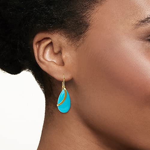 Ross-Simons Turquoise Teardrop Earrings In 14Kt Yellow Gold #TOP21